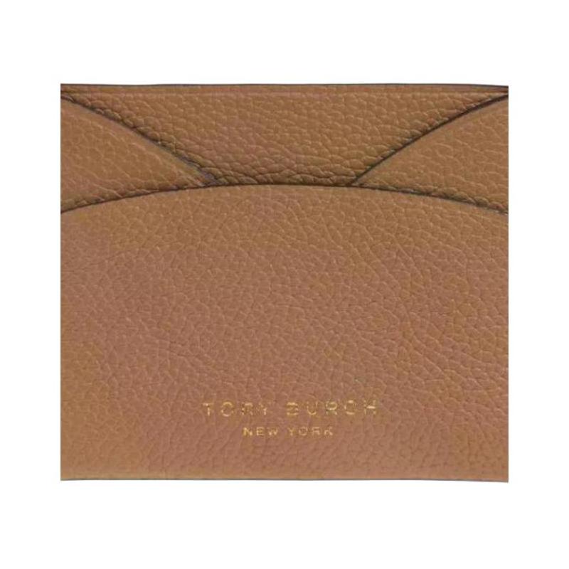 Tory Burch Логотип-буква бренда, фактурная кожа, держатель для карт, одинаковый стиль для мужчин и женщин, коричневый 178972-227
