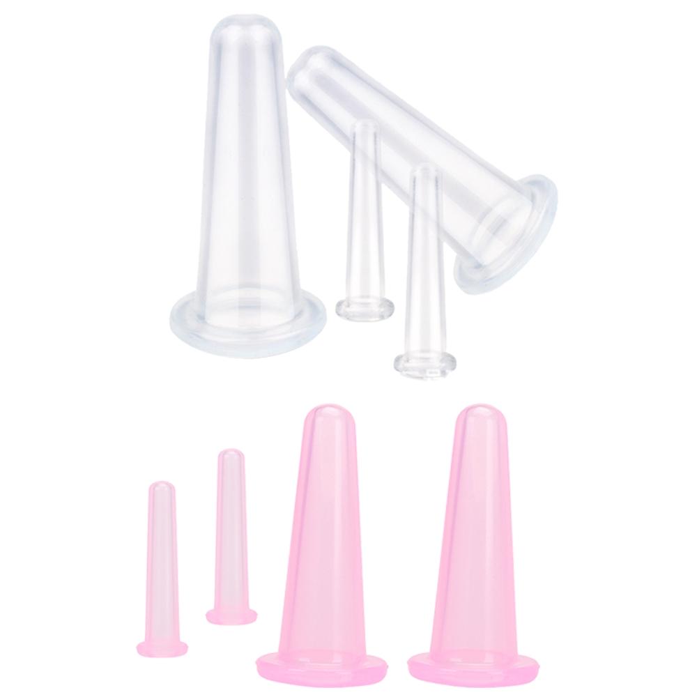 4 Pcs Massage Vacuum Jars Cans Cupping Silicone Cans for Face Massage Anti Cellulite Anti-wrinkle Device Massager Cupping Set