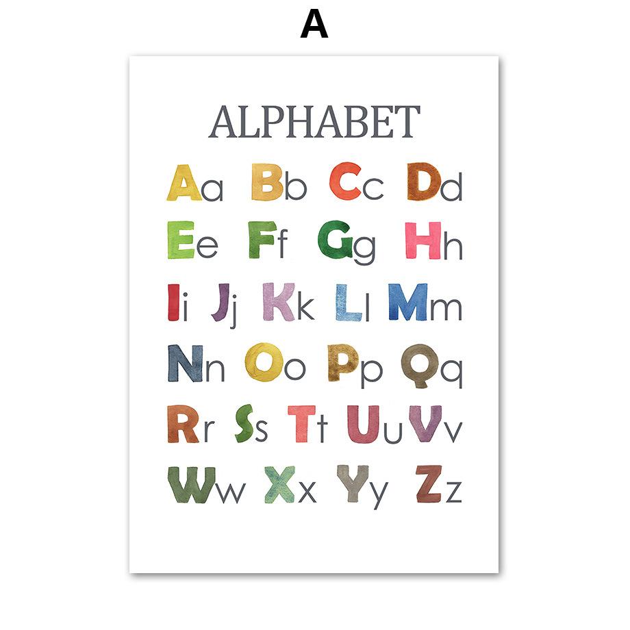Детский холст для раннего образования с алфавитом, красочные обучающие постеры с цифрами для детского сада, украшения стен в классе