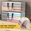 2PCS Transparent Large Zipper Activity Bag Storage Bag, Household Luggage Woven Bag, Moving Mobile Waterproof Zipper Bag