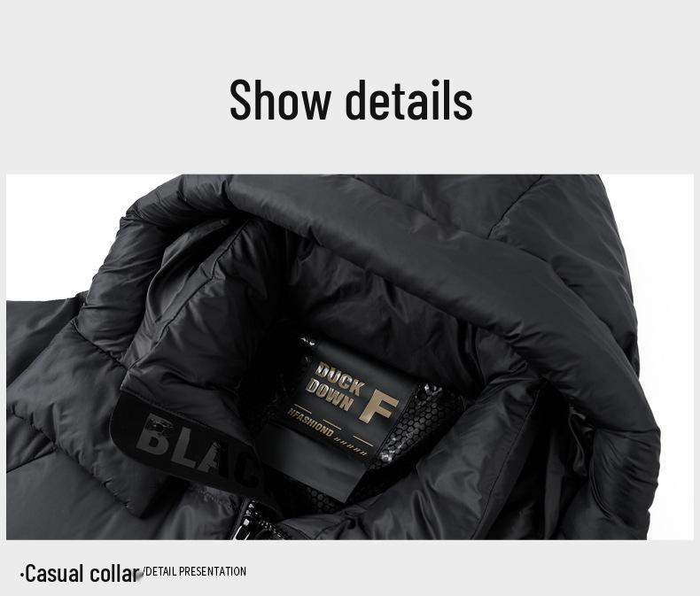 Мужская короткая пуховая куртка с капюшоном на зиму 2025 - 90% утиный пух, повседневная верхняя одежда