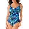 Leaf Print V-Neck Plus Size One-Piece Swimsuit (M-XXL)