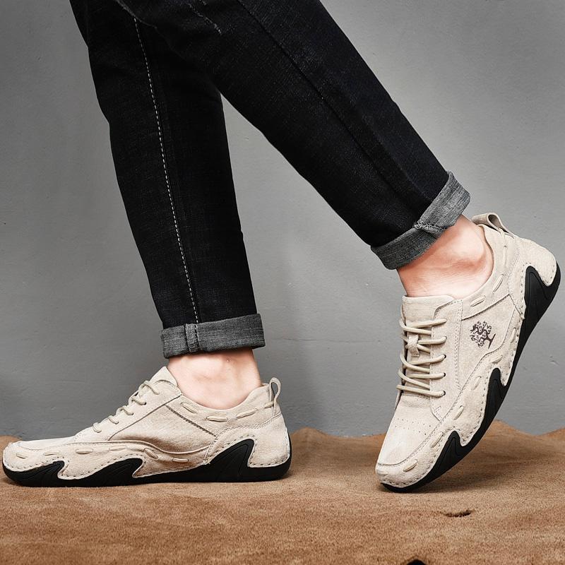 Тенденции мужской повседневной обуви из свиной кожи. Модная дышащая спортивная обувь. Нескользящая удобная деловая обувь.