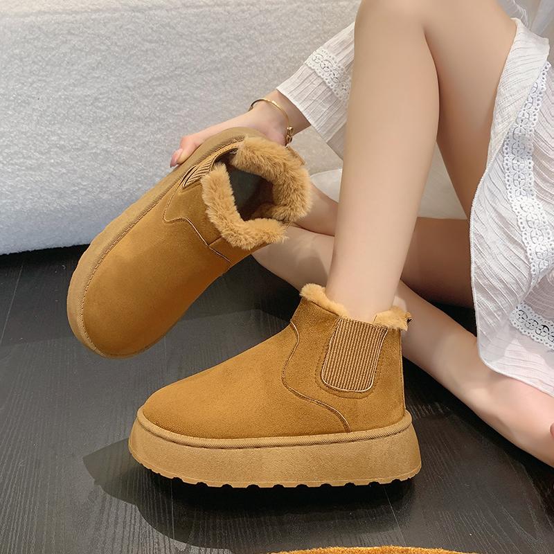 Winter Boots Women New Rubber Thick Sole Ankle Boots for Outdoor Elevated Comfort Warm Walking Cotton Shoes Fashion Snow Boots