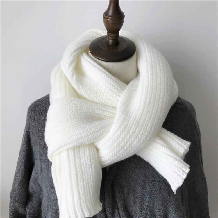 Korean version ins wool knitted scarf women's autumn and winter thickened warm scarf student solid color trendy red versatile model