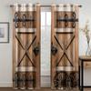 Rustic Wood Sunshade Curtains Vintage Wooden Barn Door Farmhouse Home Bedroom Living Room Decor Grommet Window Drapes 2 Panels