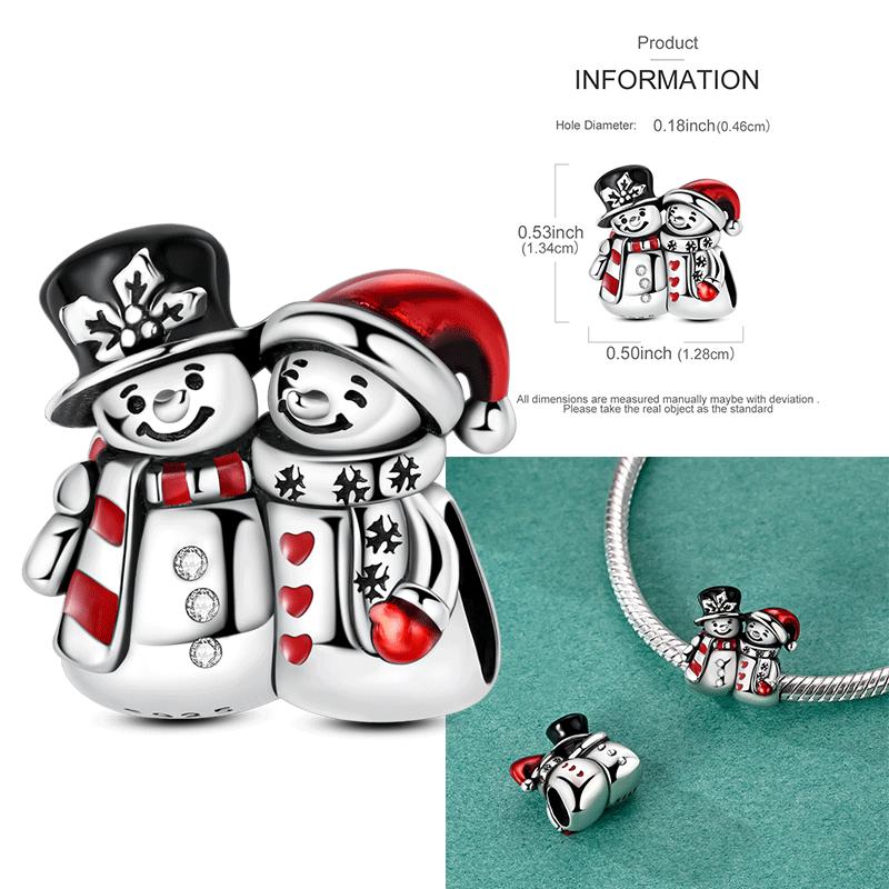 Copper Snowman Beads Christmas Bell Charms Fit 3Mm Women Bracelet Diy Accessories Christmas Gift Fine Jewelry