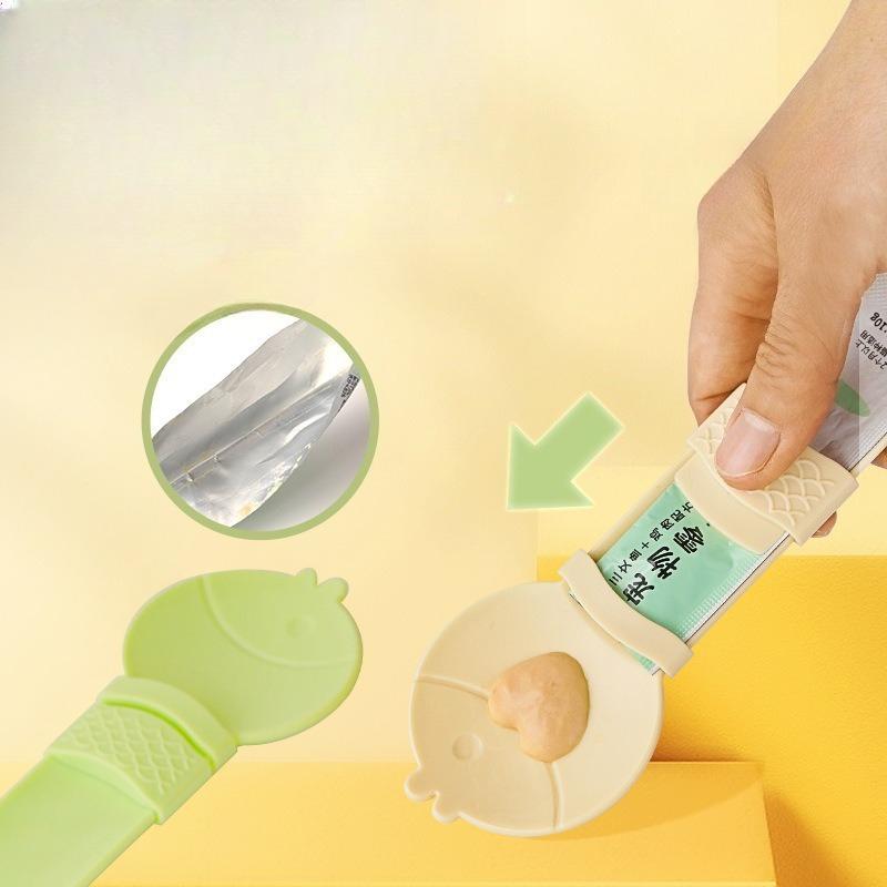 Cat Strip Spoon Feeder Squeezer Cat Special Pusher High Value Snack Minced Meat Feeding Spoon