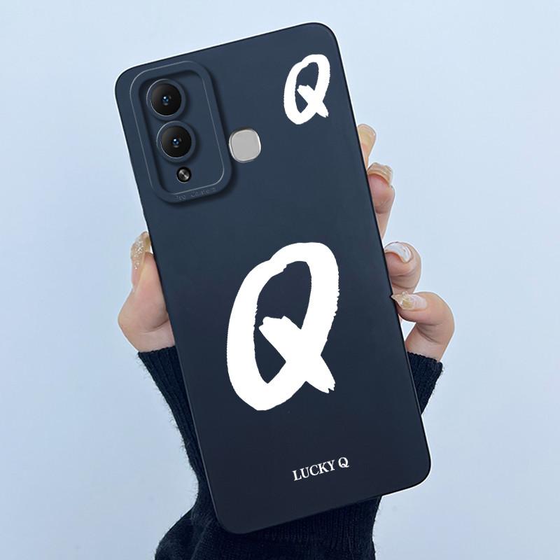 For Infinix Hot 12 Play Hot 12 X6816 X6816C Case Cover Lucky Initial Letter Soft Matte Phone Bumper for Infinix Hot 12i X665B