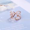 100 %Real Pure 925 Sterling Silver Crystal Moon Star Double Layer Rings For Women Ladies Statement Jewelry Wedding Finger Ring