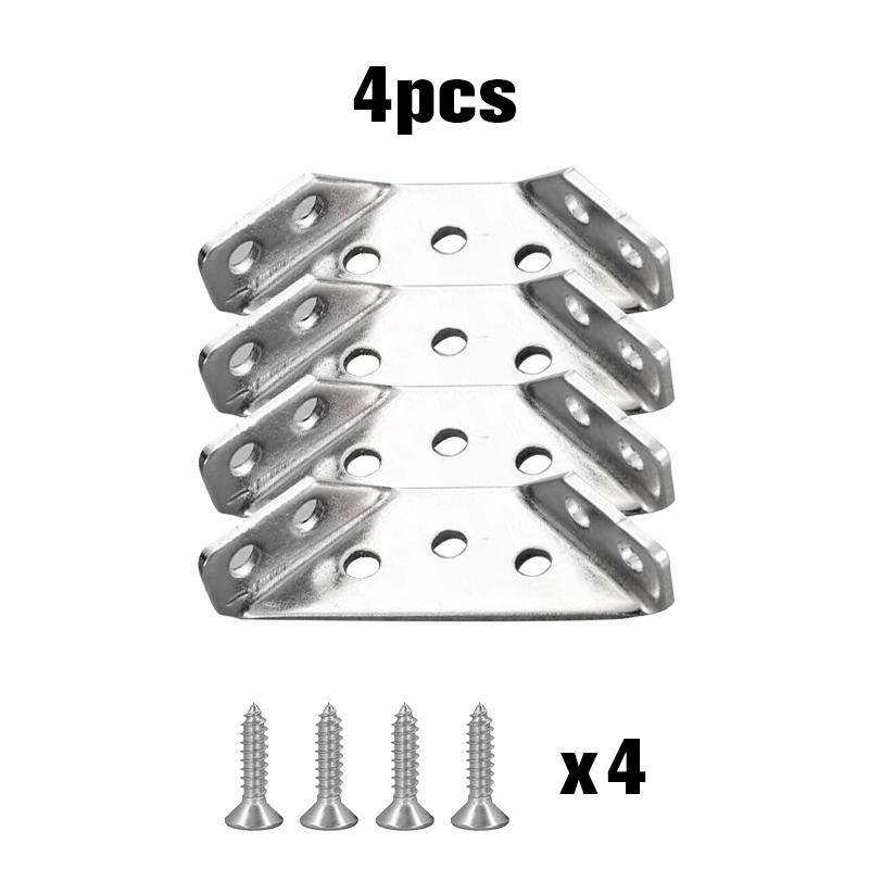 Stainless Steel Angle Furniture Corner Connector Corner Brace with Screw Cabinet Drawer Bedframe Brackets Connector Brace Joint