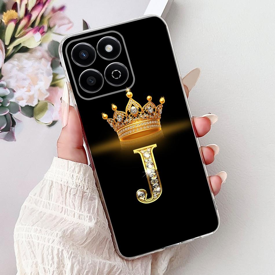Модный Чехол-Корона с Буквой для Honor X7c Для HonorX7c X 7C 4G Мягкий Силиконовый TPU Чехлы