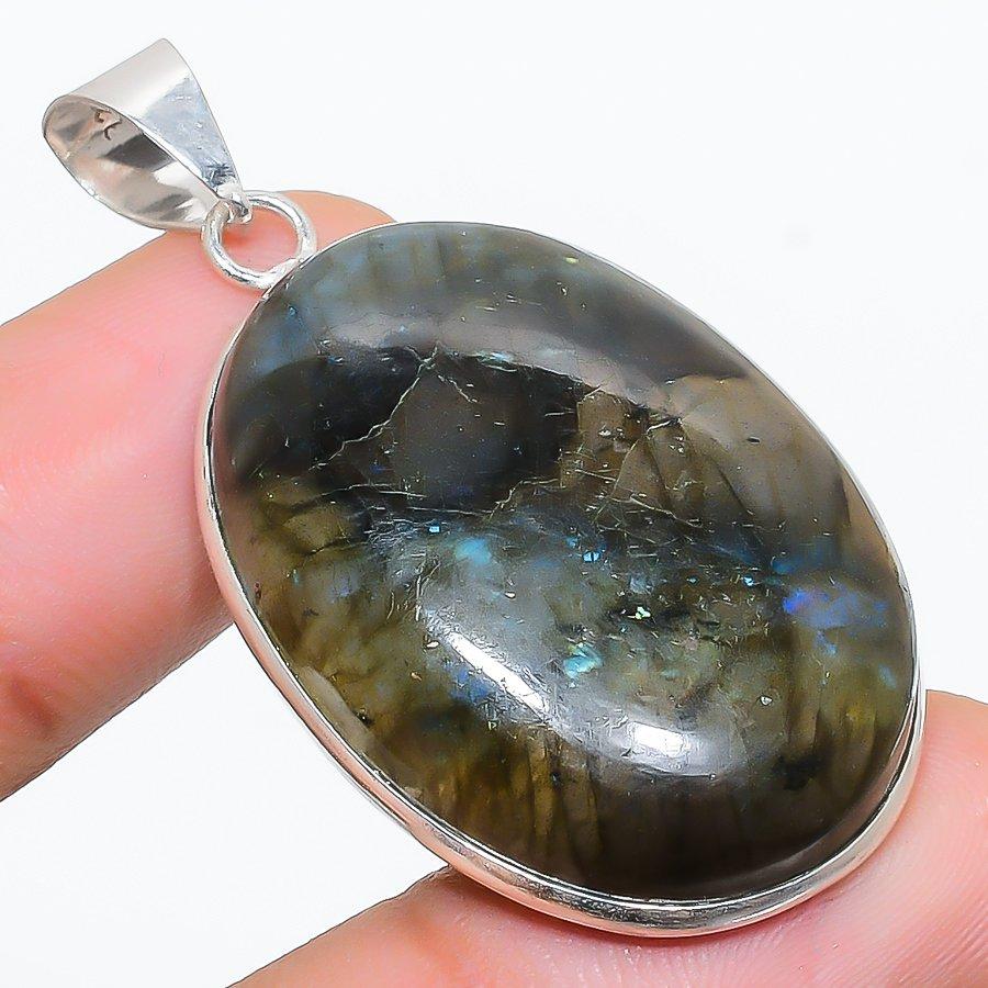 Labradorite Handmade 925 Sterling Silver Jewelry Pendant 1.85" u5G67