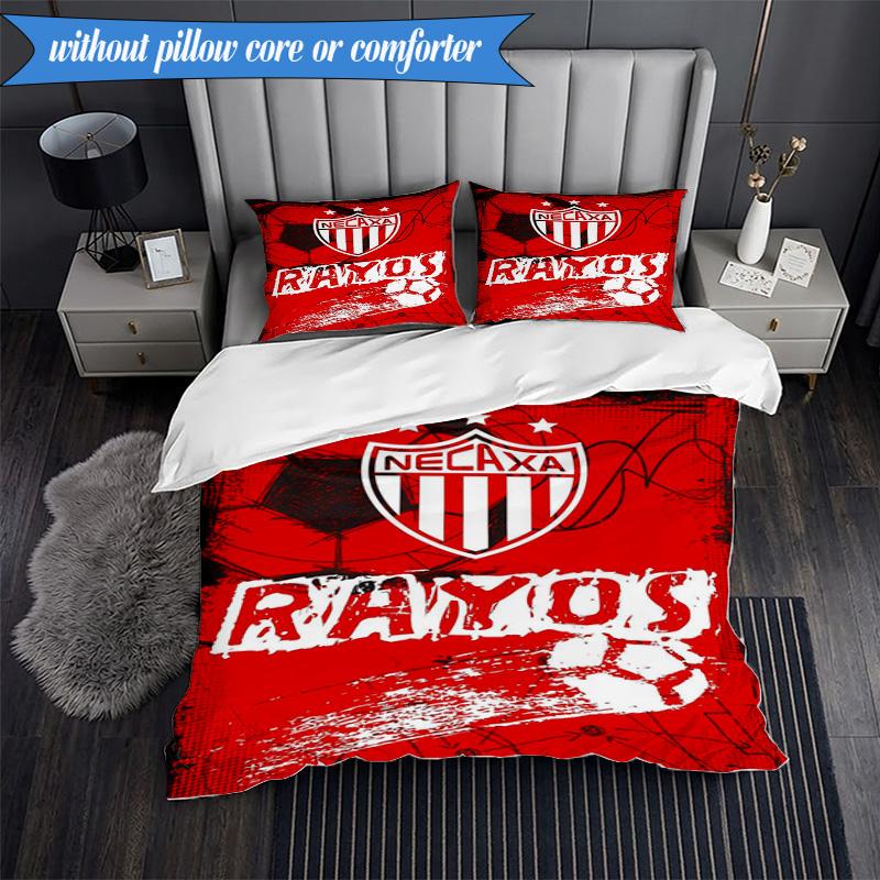 3PCS Football Crest Heartbeat Printed Soft Bedding Set,Including 1pc Duvet Cover And 2pcs Pillowcases Perfect for Bedroom, Dormitory, Fan gift