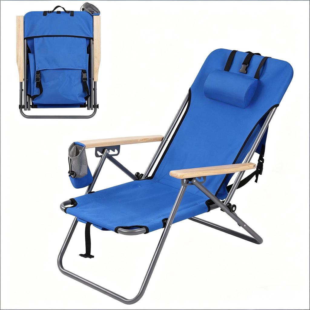Folding Lounge Chair, Picnic Chair, Garden Chair with Backrest Adjustable in 4 Positions (chair only)