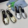Fashion New Summer Luxury Gold Silver Sandals for Women 2025 Stylish Comfortable Hollow Toe Toe Flat Wear-resistant Women Sandals