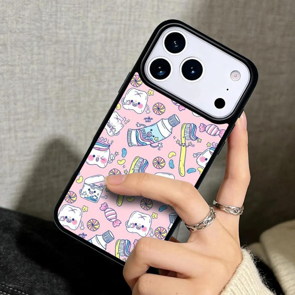 Чехол Case для iPhone 17 Air 16 Pro Max 15 Plus 11 13 Mini 14 12 Задняя крышка телефона Милый Зуб Стоматолог