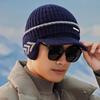 Men's Korean Style Knitted Wool Winter Hat & Velvet Earmuff Scarf Set for Cycling