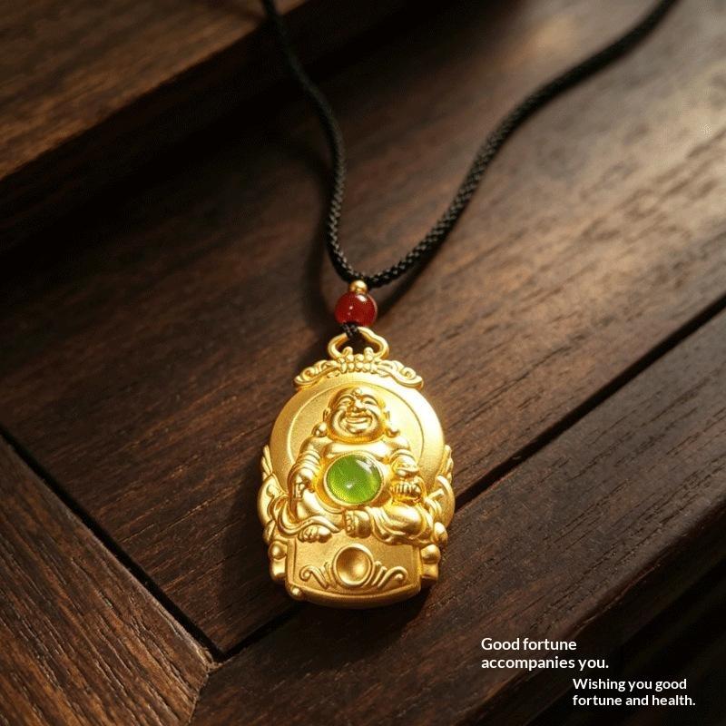 Ожерелье с подвеской из цинкового сплава, бордюр с декором в виде благоприятного облака, статуэтка смеющегося монаха, шарм, ювелирное изделие для повседневного ношения, подарок