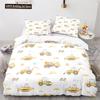 Digger Duvet Cover Set Cartoon Heavy Machinery Truck Crane Mixer Excavator Tractor Pattern For Kid Teen Polyester Bedding Set