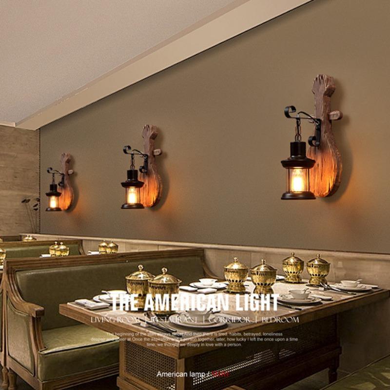 Лодка Деревянное Винтажное Настенное Бра Ностальгическая Промышленная Тема Ресторан T Декоративные Настенные Бра