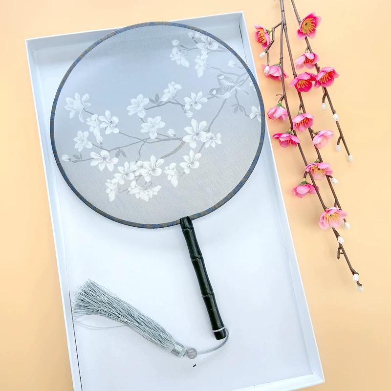 New Semi-Transparent Ancient-Style Round Fan, Double-Sided Palace Fan, Bridal Round Fan, Dance Fan, Chinese Style Classical Hanfu Small Fan