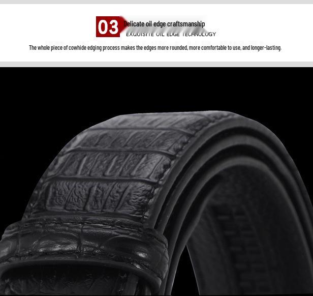 Мужской кожаный ремень с узором крокодила и автоматической пряжкой - Модный, универсальный и повседневный аксессуар для талии для брюк