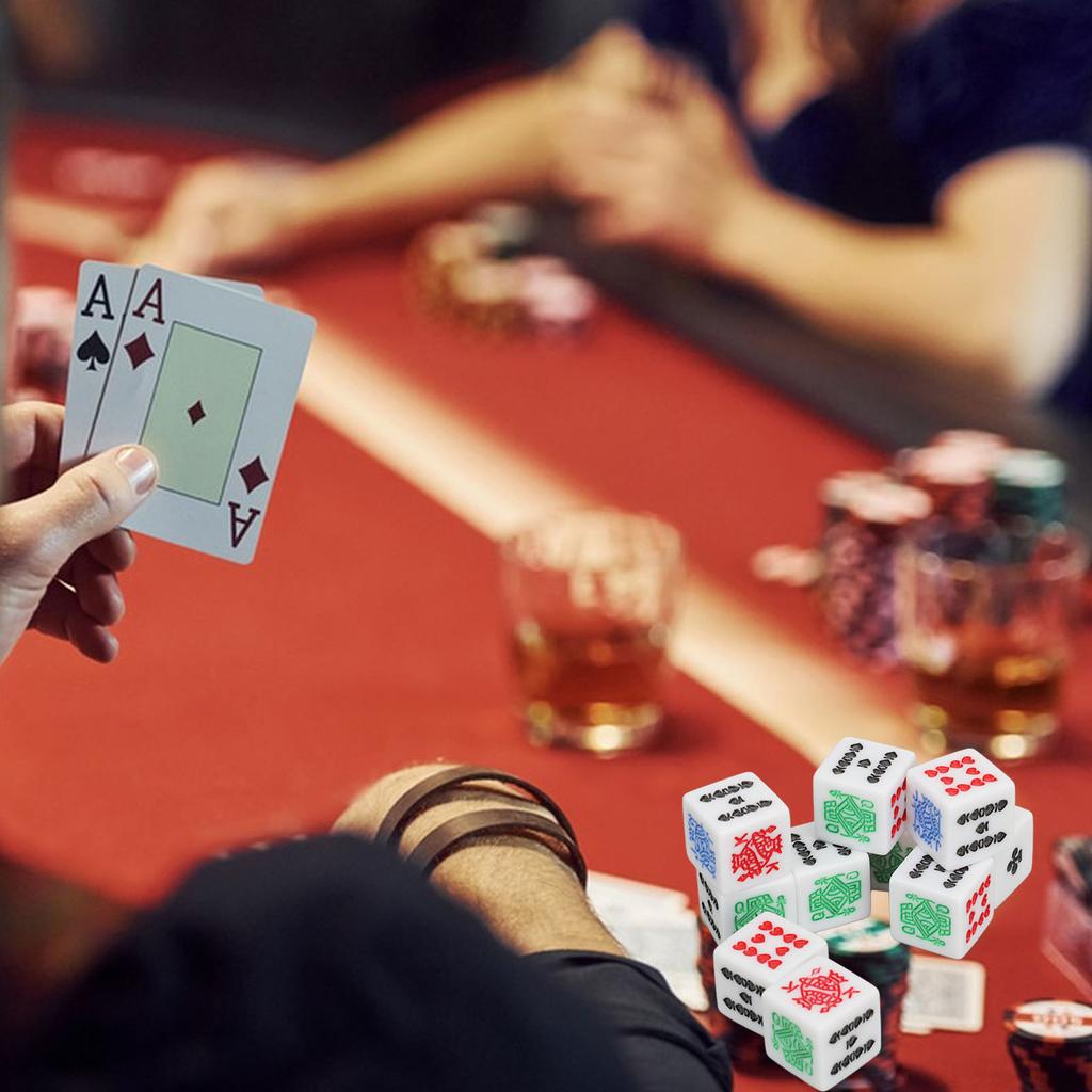 20 штук 6-гранных покерных костей Акриловый набор игровых костей Отлично подходит для покерных игр, вечеринок, игр на день рождения