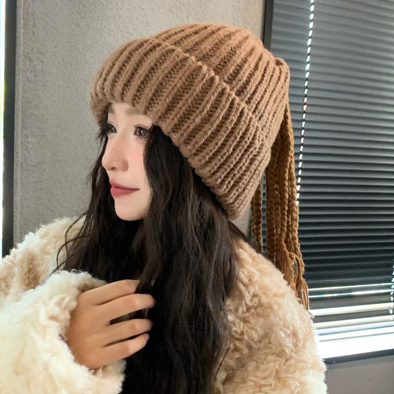 Coarse wool hat New women's autumn and winter warm fashion thickened small face big head circumference knitted hat tide