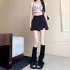 Весна 2024 Сексуальная черная юбка А-силуэта с разрезом и высокой талией для женщин
