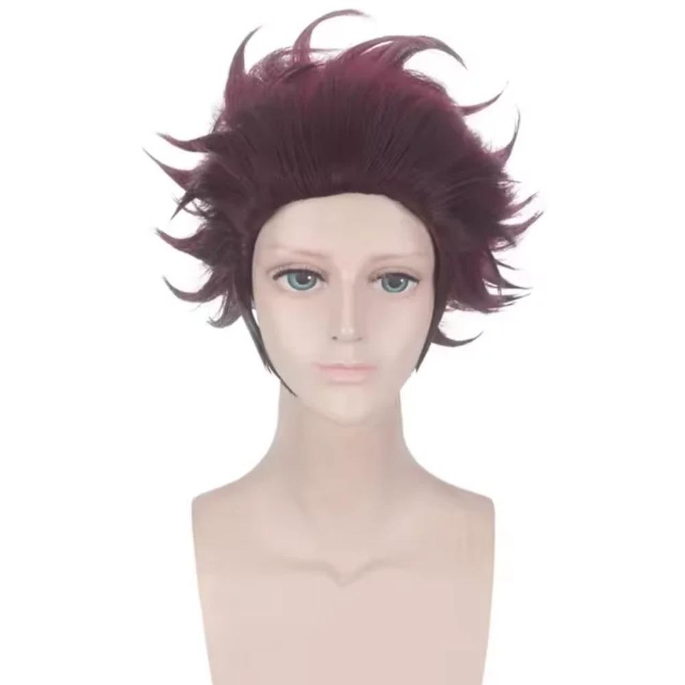 Аниме Тандзиро Камадо Косплей Истребители Демонов Kimetsu no Yaiba Косплей Костюм Парик Маска Кимоно Плащ Хэллоуин Униформа Взрослые Дети