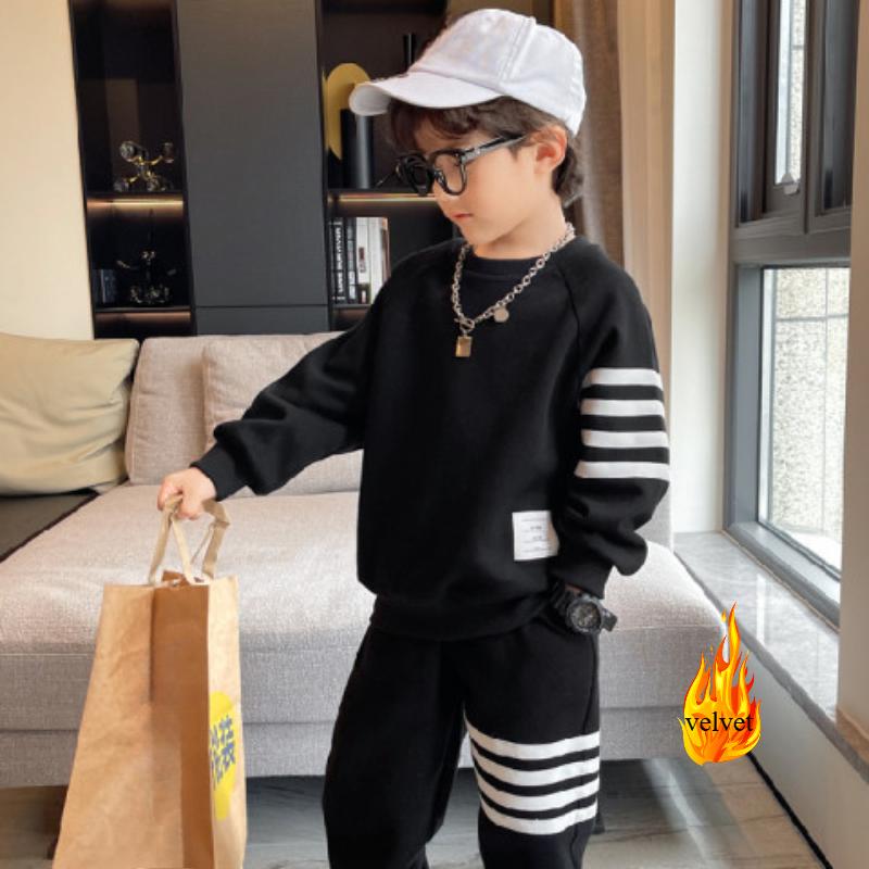 Autumn Winter Spring Boy Sportswear Cotton Long Sleeve Kid Clothing Sets Children Sweater Hoodies Boy Overall 2 3 4 5 6 7 8 Year