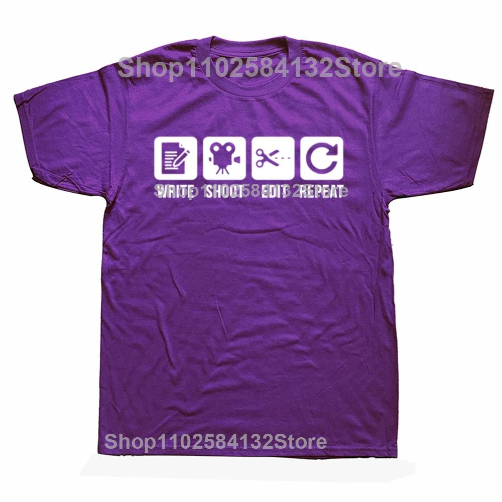 Eat Sleep Film Repeat Funny Video Director Producer Maker Editor T Shirts Graphic Cotton Streetwear Harajuku Filmmaker T-shirt