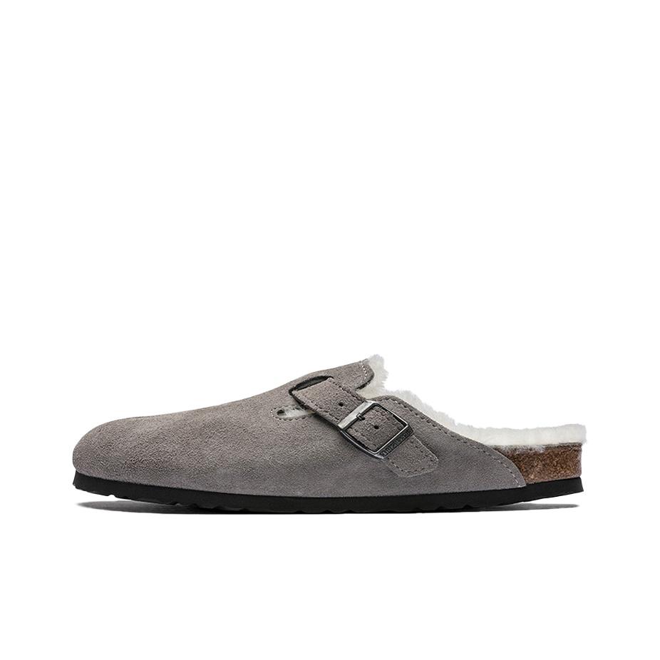 Birkenstock Бостонские замшевые кроссовки с овчиной Stone Coin Унисекс Серые 1017650