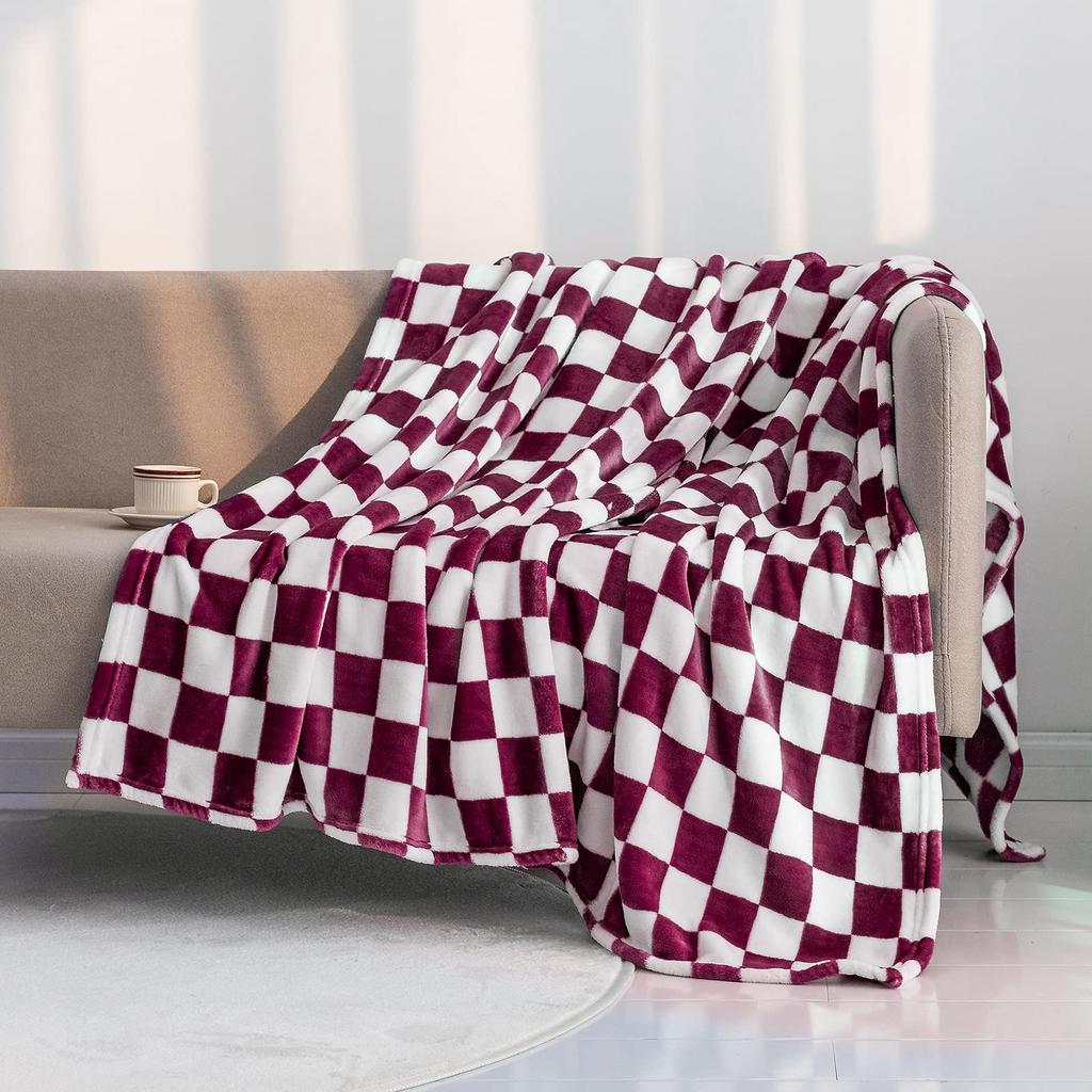 Checker Board Lattice Throw Blanket, Blue, Yellow, Green Pattern for Kids, Boys, Girls, Bed, Couch, Sofa, Soft, Birthday Gift