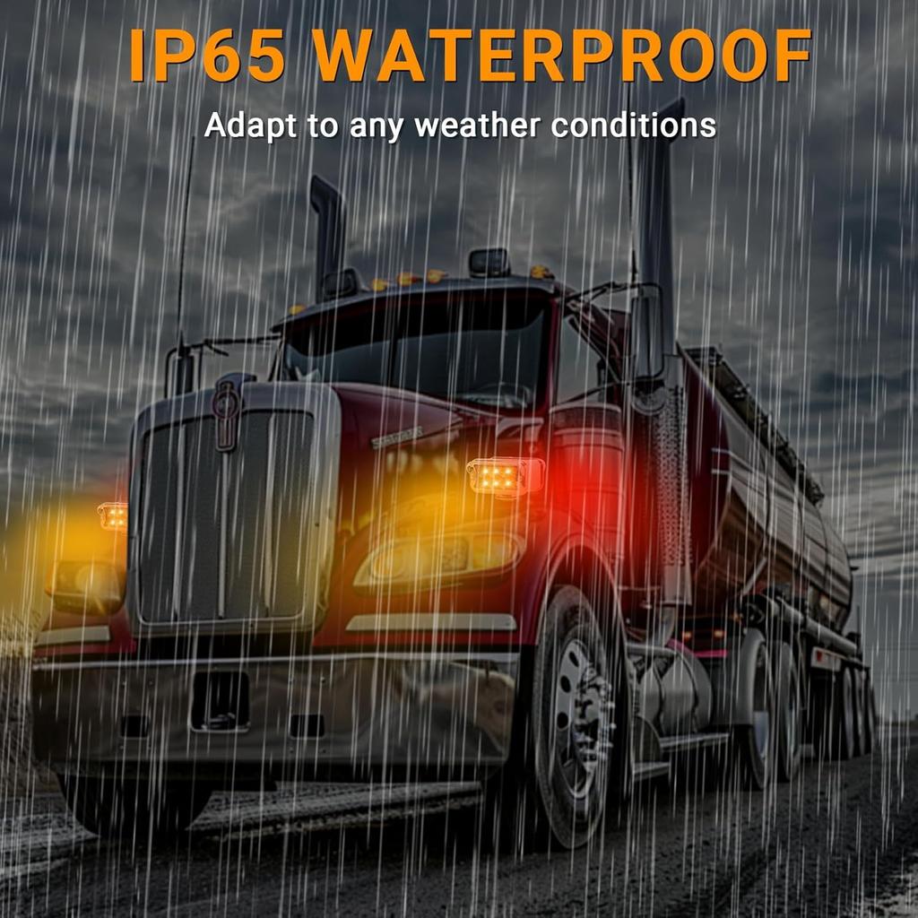 2PCS Pedestal Fender Lights, 12LED Semi Truck Turn Signal With Strobe Amber Red Dual Face Marker Light For Freightliner Peterbilt Kenworth Mack