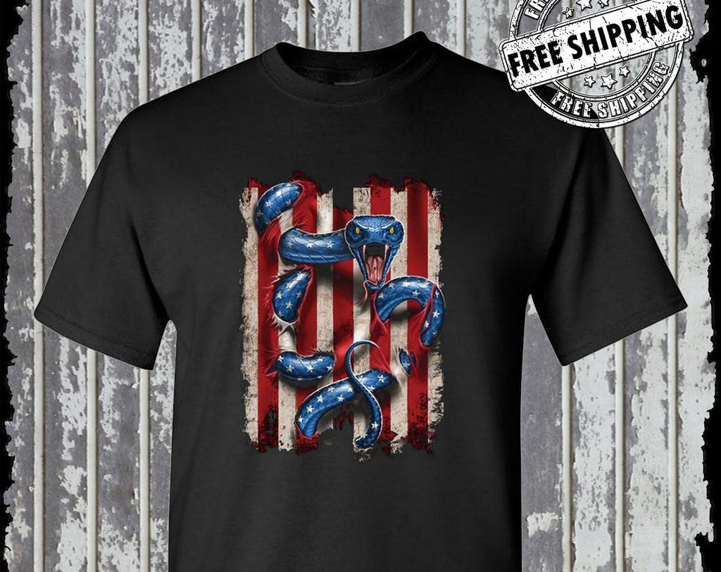 American Serpent T-Shirt / USA Flag 2nd Amendment Snake