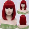 Women Synthetic Straight Short Bob Wigs With Bangs Blue Golden Red Black White Purple Green Brown Cosplay Wig Female