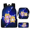 Lankybox Cartoon Pattern Backpack Shoulder Bag Pencil Case Three Set Piece