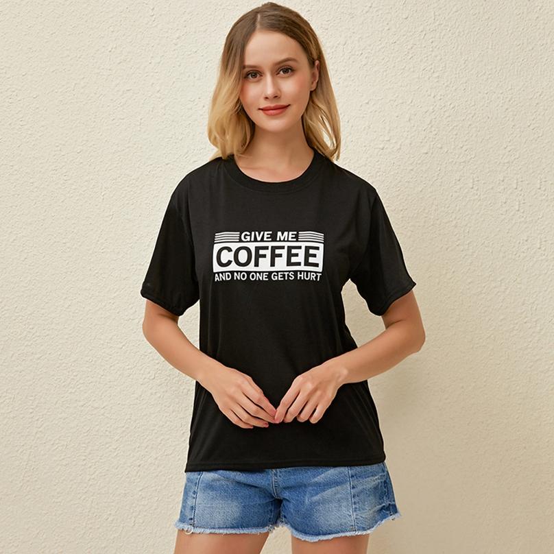 Exquisite Casual Lady Loose Cotton Round Neck T-shirt Top Plus Size Funny Letter Print T Shirt