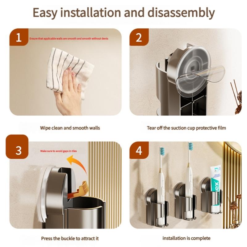 ABS Стойка для хранения Держатели для электрических зубных щеток Настенный Без сверления Органайзеры для ванной комнаты с присоской для душа