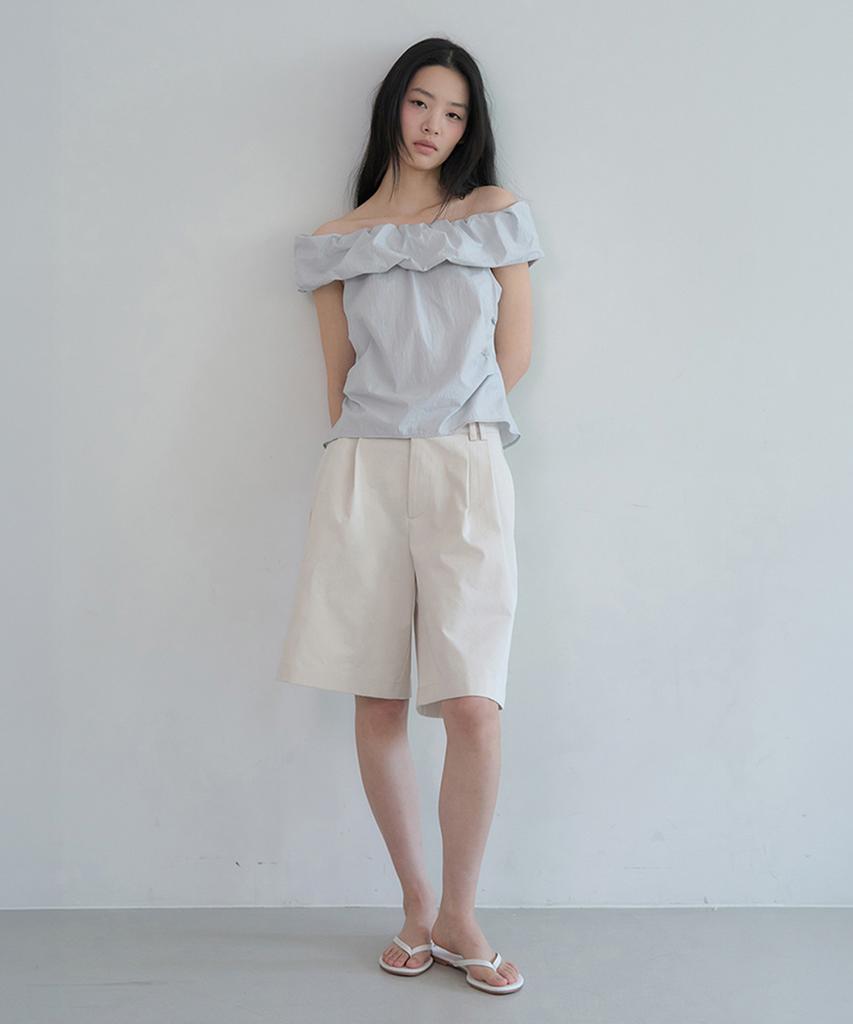 AMIDI Bermuda Pintuck Pants_Beige
