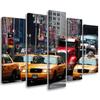 Five Piece Picture Canvas Print Taxi Times Square New York