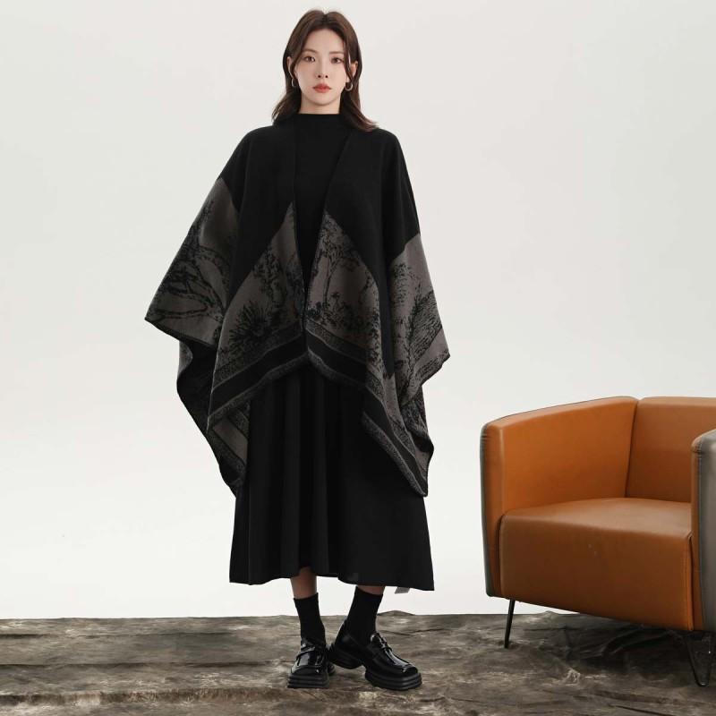 Womens Split Shawl Fashion Cottagecore Thick Warm Cape Knit Cardigan