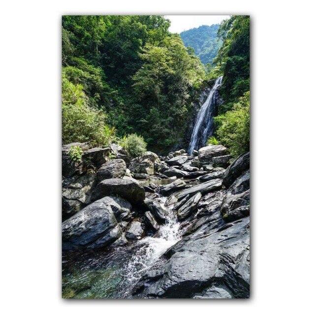 Пейзаж Картина Маслом Лес Водопад Река Красивая Природа Пейзажи Холст Картина Офис Коридор Украшение Дома Фреска Без Рамки