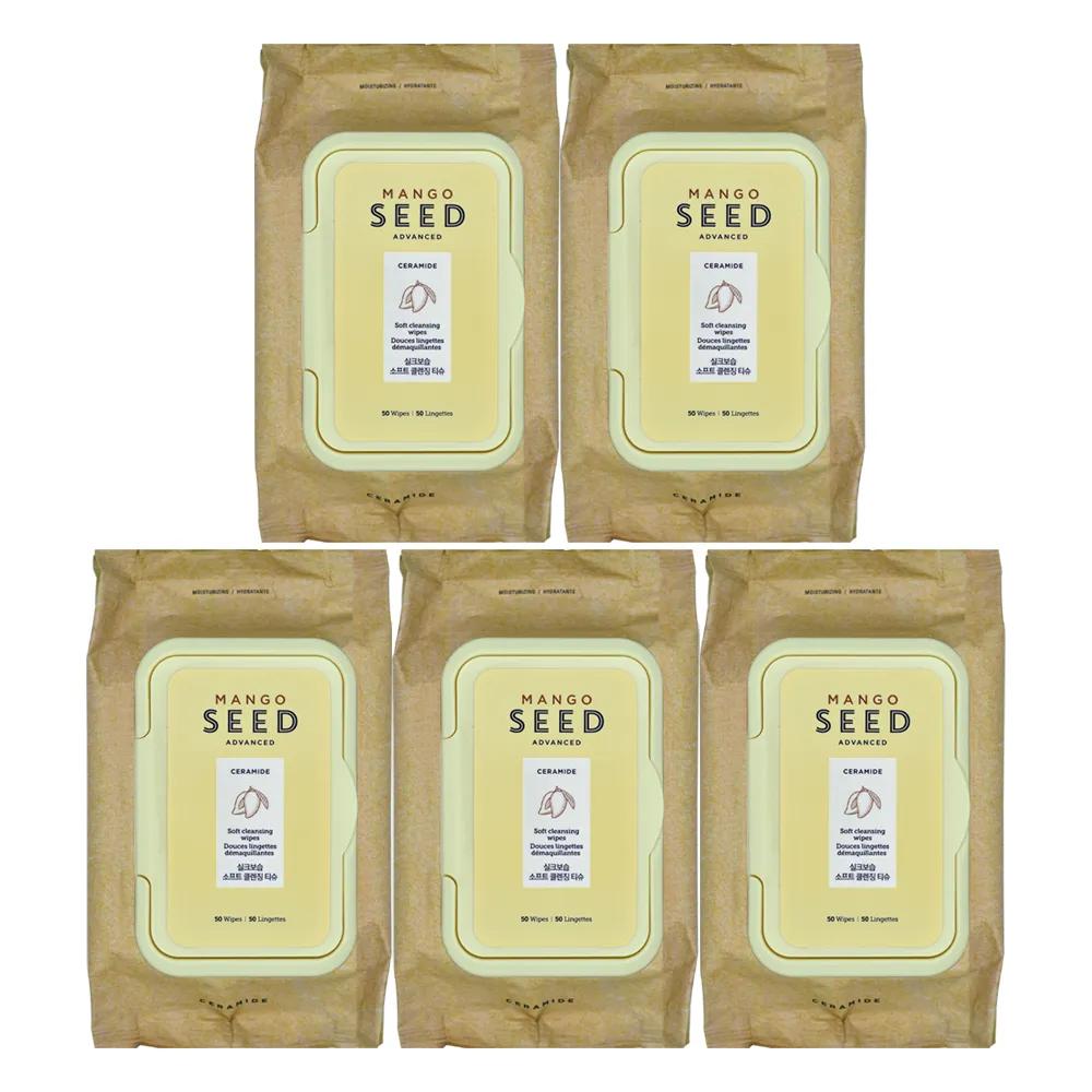 The Face Shop Mango Seed Silk Moisturizing Soft Cleansing Tissues (50 sheets) 5 Packs