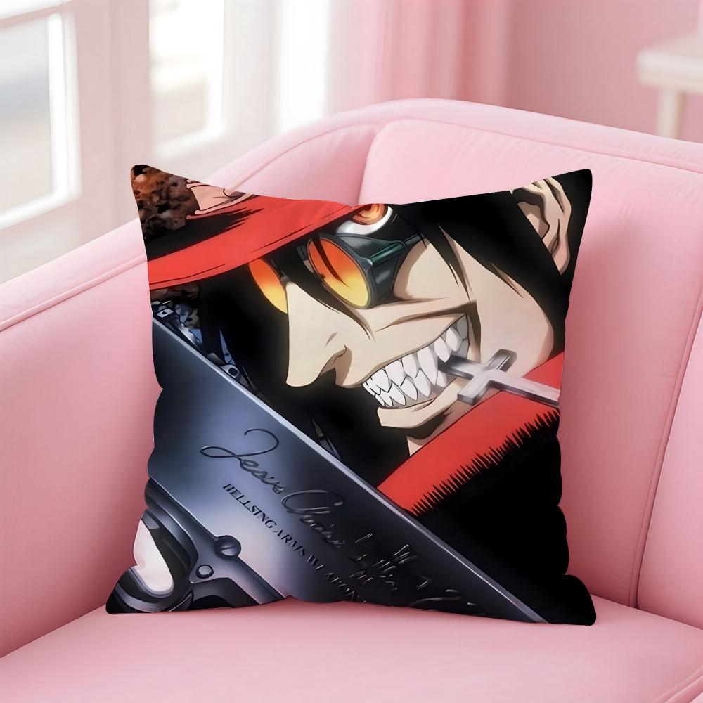 Dark Japanese Anime HHellsing Ultimate Cushion Cover Pillow Case Soft Skin Friendly Fabric  Concealed Zipper