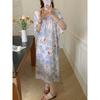 1011 new cotton and silk nightdress women's high-end printing short-sleeved long dress large size thin can be worn outside loungewear