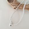 Women's Daily Silver and Pearl Heart Necklace