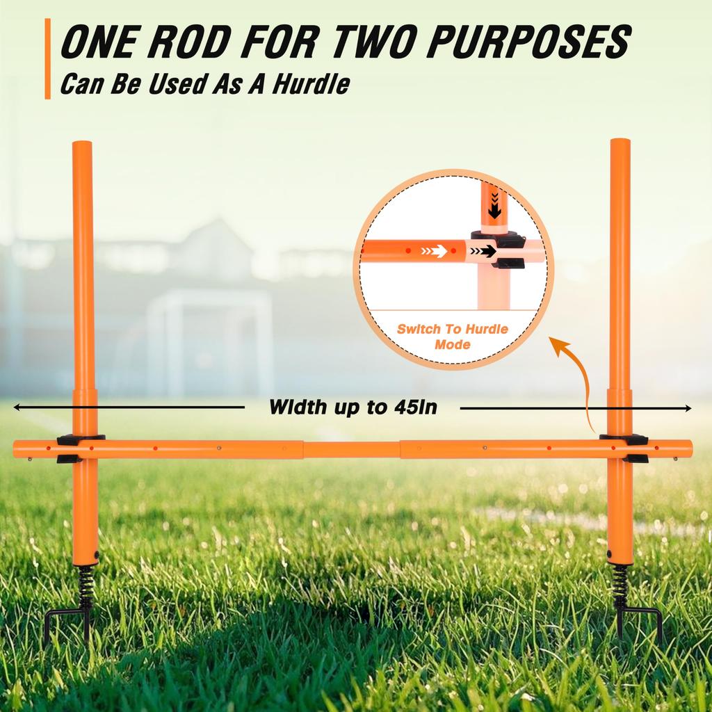 Hikeen Telescopic Soccer Training Agility Youth Obstacle Training Soccer Training Practice Equipment for Kids and Adults of Pole, Fixed/Foldable,
